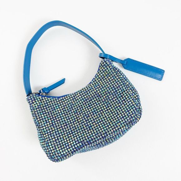 BRANDON BLACKWOOD Syl Blue Crystal Metallic Bag Top Handle Light Sapphire - Picture 3 of 12